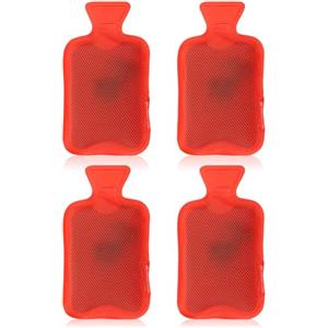 com-four® 4x scaldamani riutilizzabili - scaldamani con design a borsa dell'acqua calda da piegare - termoforo per le giornate fredde e in viaggio (04 pezzi - borsa dell'acqua calda rossa)