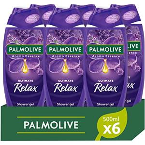 PALMOLIVE - Bagnoschiuma Aroma Essence Ultimate Relax 6x500ml (Consegna in 48 Ore), Bagnoschiuma Profumato e Naturale, Gel Doccia Aromatizzato, 95% Ingredienti Naturali, Bottiglia Riciclabile, Vegano