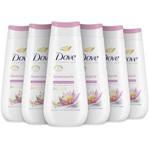Dove Bagnoschiuma Illuminante, Bagnodoccia Idratante, Formula Delicata sul Microbioma della Pelle, con Agenti Idratanti Vegetali, Senza Solfati SLES, Bagnodoccia Uomo e Donna, 6 Pezzi da 225 ml