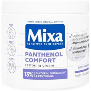 Mixa Crema Lenitiva Protettiva, Per Pelli a Tendenza Atopica, Pelle Lenita e Idratata per 48H, Effetto Anti-Prurito e Anti-Secchezza, Con il 13% di Pantenolo e Glicerina, Panthenol Comfort, 400ml