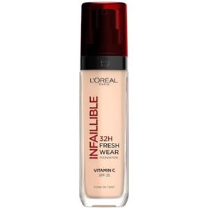 L'Oréal Paris Fondotinta Liquido Infaillible 32H, Coprente a Lunga Tenuta con Protezione Solare SPF25, Formula Waterproof e Idratante, Tonalità: 20 Ivoire