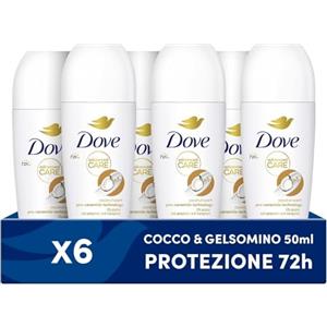 Dove, Deodorante Roll On Advanced Care Cocco, Deodorante Antitraspirante, Formula Delicata Con Tripla Azione Idratante, Protezione Fino a 48 Ore, Deodorante Uomo e Donna, 6 Pezzi da 50 ml
