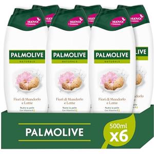 Palmolive Bagnoschiuma Naturals Fiori di Mandorlo e Latte Idratante 6x500ml I Idrata Tutti I Tipi Di Pelle I Formula Delicata Per Una Pelle Soffice I Ingredienti al 95% di origine naturale*