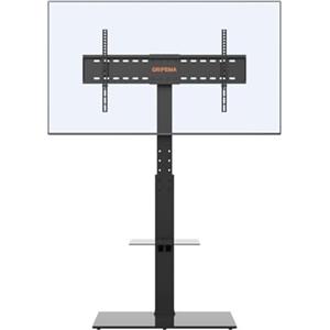 GRIFEMA GB3002 Supporto TV da Terra Universale per Televisori al Plasma/LCD/LED Fino a 85 Pollici, Supporto TV da Terra con Ripiani in Vetro Temperato a 2 Livelli, Fino a 60 kg, MAX. 400x800mm