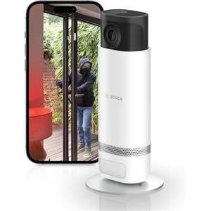 Bosch Smart Home Eyes Indoor Camera II, telecamera di sicurezza WiFi 1080p per uso interno, compatibile con Amazon Alexa, Just Motion,Weiß