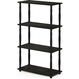 Furinno Turn-N-Tube Libreria a 4 Piani, caffè Espresso (Espresso/Black), 109.86 x 29.46 x 59.94 cm