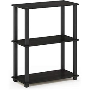 Furinno Libreria Bassa a 3 ripiani Espresso/Black Tubo rettangolare