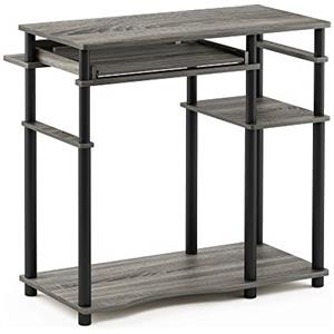 Furinno Abbott Scrivanie per Computer, Legno, Rovere Francese Grigio/Nero, 46.99 x 46.99 x 79.81 cm