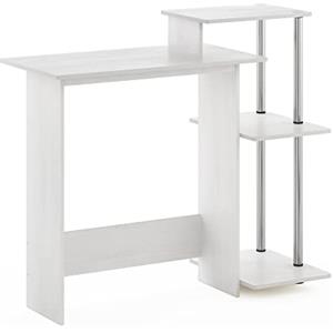 Furinno Efficient Home Laptop Notebook Scrivania per computer, Rovere bianco, Tubi in acciaio inossidabile