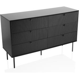 hjh LIVING Credenza con 6 cassetti KARBY S 120x40x75 cm, cassettiera in stile industriale, molto spazio, nero