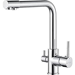 GRIFEMA DOVER-G4003 Rubinetto Cucina 3 Vie per Sistemi Osmosi, Miscelatore Cucina Tre Vie con Beccuccio Girevole a 360 ° (G3/8 Pollici), Cromo