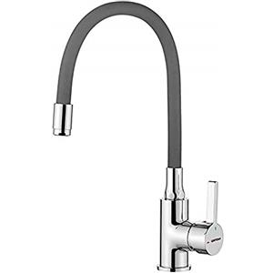 GRIFEMA GRIFERÍA DE COCINA-G4002-9 Rubinetto da Cucina Grigio con Beccuccio Universale Girevole, Miscelatore per Cucina (G3/8 Pollici), Cromo