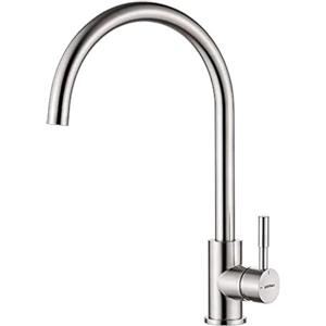 GRIFEMA GRIFERÍA DE COCINA-G4008 Rubinetto da Cucina in Acciaio Inox con Bocca Alta, Miscelatore Monocomando per Lavello con Beccuccio Girevole a 360 ° (G3/8 Pollici), Nichel spazzolato/satinato