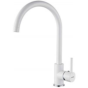 GRIFEMA GRIFERÍA DE COCINA-G4001W Rubinetto per Cucina Bianco, Miscelatore Monocomando per Lavello con Beccuccio Girevole a 360 ° (G3/8 Pollici), Ottone/Cromato