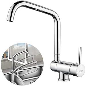 GRIFEMA GRIFERÍA DE COCINA-G4004 Rubinetto Monocomando per Cucina Pieghevole, Miscelatore Cucina Sottofinestra (G3/8 Pollici), Cromo/Argento