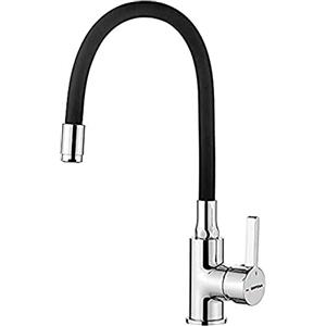 GRIFEMA GRIFERÍA DE COCINA-G4002-2 Rubinetto da Cucina Nero con Beccuccio Flessibile, Miscelatore Monocomando per Cucina (G3/8 Pollici), Cromo