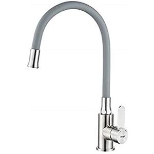 Ibergrif M22119-9 - Rubinetto da Cucina Grigio con Bocca Flessibile, Miscelatore Lavello, Acciaio