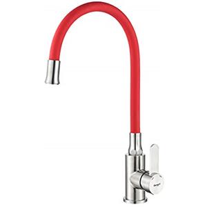 Ibergrif M22119-1 Rubinetto Lavello Cucina, Miscelatore Cucina con Beccuccio di Flessibile, Miscelatore Lavello Cucina Monocomando, Rotazione a 360°, Rosso