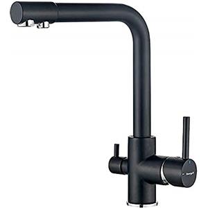 Ibergrif M22109B Rubinetto Cucina 3 Vie, Miscelatore Lavello con Bocca Girevole a 360, Nero