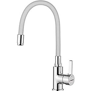 GRIFEMA GRIFERÍA DE COCINA-G4002-3 Rubinetto da Cucina Bianco con Beccuccio Universale Girevole, Miscelatore per Cucina (G3/8 Pollici), Cromo