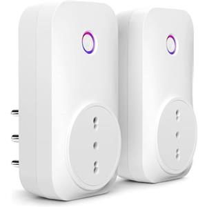 Meross Presa Smart Italiana, Monitoraggio Energetico, Presa WiFi (Type L) 16A 3840W, Controllo Remoto, Protezione Sovraccarico, Funzione Timer, Compatibile con Alexa, Google Assistant, 2 Pezzi, 2,4GHz