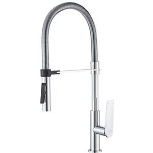 GRIFEMA LYON-G14001 Rubinetto Cucina con Bocca Molto Alta (59CM), Miscelatore per Lavello con Doccetta Estraibile Professionale (G3/8 Pollici), Modalità spray a due funzioni, Cromo