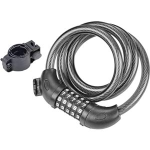 GRIFEMA GA1203-12 Lucchetto per bicicletta antifurto con combinazione di 5 cifre per biciclette, moto, scooter, 120 cm, nero