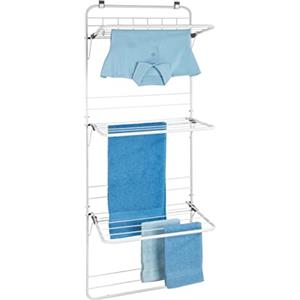 WENKO Stendibiancheria per porta, stendino da appendere con 6 ganci integrati e 3 elementi stendiabiti apribili e regolabili in continuo, metallo/ABS, 51 x 142 x 41 cm