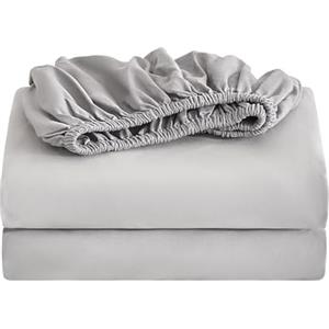 Sonive Lenzuolo con Angoli in Cotone Everyday 100%, Grigio Chiaro, 160 x 200 x 30 cm