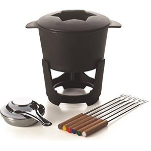 Excelsa La Thuile Servizio Fonduta 10 Pezzi, Ceramica, Nero