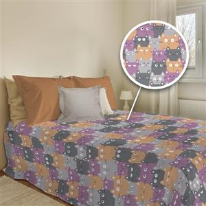 PENSIERI DELICATI Copriletto 170 x 280 cm, Singolo 100% Cotone Pique, Ideale Come Telo Arredo, Coperta Salva Letto 1 Piazza, Fantasia Happycat Arancio, 100% Made in Italy