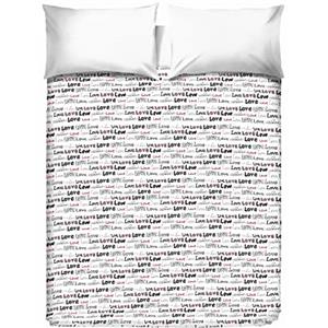 PENSIERI DELICATI Telo Copriletto Matrimoniale 260 x 280 cm, Telo Singolo 100% Cotone Pique, Ideale Come Telo Arredo, Coperta Salva Letto 2 Piazze, Fantasia Love Love Grigio, 100% Made in Italy