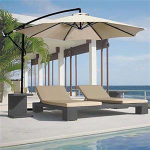BAKAJI Ombrellone da Giardino Decentrato 3x3 Mt Palo Alluminio Chiusura a Manovella Base a Croce Sistema Air Vent Arredamento Esterno Gazebo Piscina Giardino Terrazzo Ambienti Esterni (Beige)