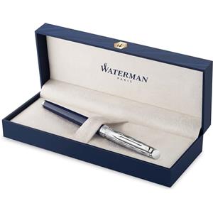 Waterman Hémisphère penna stilografica | Laccatura blu e metallo | Cappuccio cesellato | Pennino medio in acciaio inossidabile | Inchiostro blu | Confezione regalo