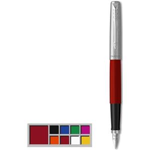 Parker Penna stilografica Jotter Originals, finitura rossa classica, pennino medio, inchiostro blu e nero