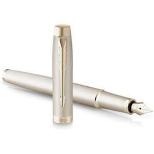 Parker Penna stilografica monocromatica IM | inchiostro blu | finitura e puntale champagne | punta media | confezione regalo