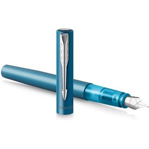 Parker Penna stilografica Vector XL | Laccatura teal metallizzato su ottone | Pennino medio con ricarica di inchiostro blu | Confezione regalo