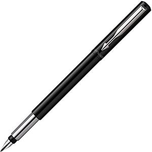 PARKER Vector Penna Stilografica con Finiture Cromate, Punta Media, Inchiostro Blu, Confezione in Blister, Nero