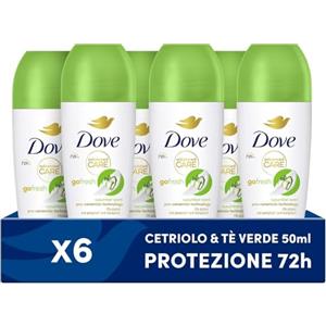 Dove, Deodorante Roll On Advanced Care Cetriolo e Tè Verde, Antitraspirante, Formula Delicata Con Tripla Azione Idratante, Protezione Fino a 48 Ore, Deodorante Uomo e Donna, 6 Pezzi da 50ml