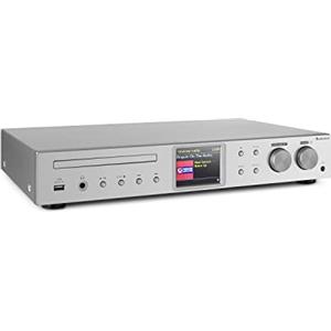 AUNA iTuner CD - Sintonizzatore DAB, Radio Digitale, Lettore Audio Hi-Fi, DAB+ FM, Bluetooth, Lettore CD, Wi-Fi, Spotify Connect, App UNDOK, USB, Dispaly Colori TFT, Telecomando Infrarossi, Argento