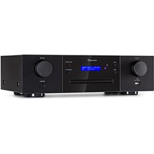Auna CD-1000 DG - Lettore CD hifi, USB, MP3, telecomando, lettore CD con display LED, ricevitore CD in alluminio, nero