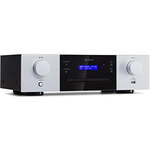 Auna CD-1000 DG - Lettore CD hifi, USB, MP3, telecomando, lettore CD con display LED, ricevitore CD in alluminio, nero-bianco