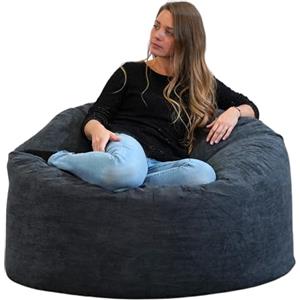 bananair - Pouf Poltrona Sacco in Velluto a Coste - Morbido e Confortevole - Imbottitura in Schiuma, Ottimo Supporto per la Schiena - Pouf Divano Gigante (100 cm, Blu)