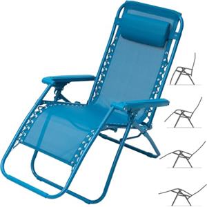 BAKAJI Sedia gravità Zero Sdraio da Giardino Poltrona Relax Pieghevole Salvaspazio Tubolari Acciaio 22mm Reclinabile in Texilene Traspirante, Mare Spiaggia Piscina Arredo Esterno (Blu Cobalto)