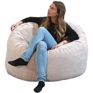 bananair - Pouf Poltrona Sacco in Velluto a Coste - Morbido e Confortevole - Imbottitura in Schiuma, Ottimo Supporto per la Schiena - Pouf Divano Gigante (100 cm, Beige)