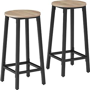 TecTake 800963 2 Sgabelli da bar Corby, Pannello MDF effetto legno, Robusti supporti in alluminio (industriale chiaro)