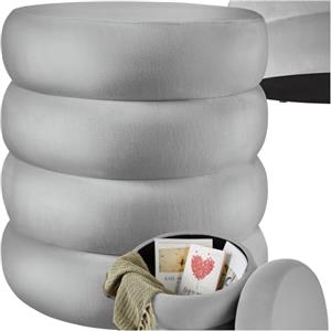 TecTake® Pouf Contenitore, Sgabello Imbottito con Rivestimento Effetto Velluto, Stile Scandinavo per Camera e Salotto - Grigio, 42x42x47 cm