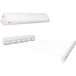Leifheit Plastica Rollfix Stendibiancheria Estensibile, Stendibiancheria da Parete Salvaspazio con 5 Robusti Fili Estraibili, Stendino Estensibile Fino a 4.2 m