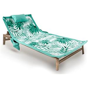 BIANCHERIAWEB Telo Mare Da Lettino Con Cuscino Modello Comodo Summer Disegno Leaves