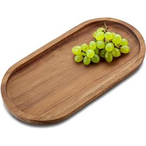 com-four® Vassoio in Legno di Acacia - Tagliere Decorativo Allungato - Vassoio da Portata - ripiano in Legno - Piatto da Portata per Snack, Formaggio, Salsiccia - Vassoio in Legno (1 Pezzo - Ovale)